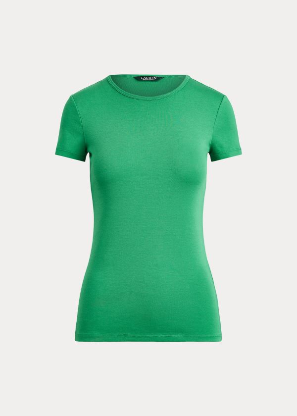 Playeras Ralph Lauren Mujer Verdes - Cotton-Blend - EOXTR4503